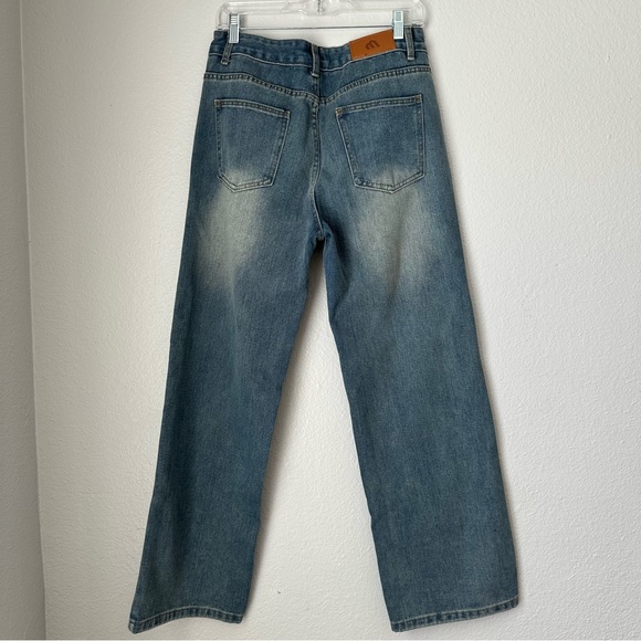 Realtakai Jeans Medium Wash Wide leg denim streetwear fashion edgy style - Picture 12 of 14